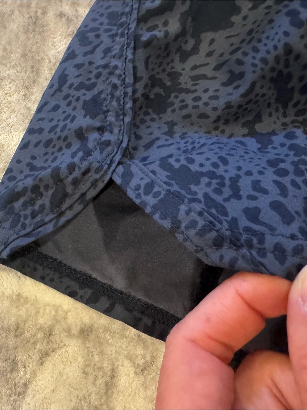 Vuori Charcoal Leopard-Print Shorts with Navy Trim - Picture 6 of 7